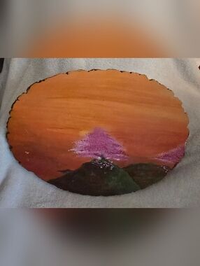 Hand-Painted Pink Tree Wood Wall Art - Home Decor